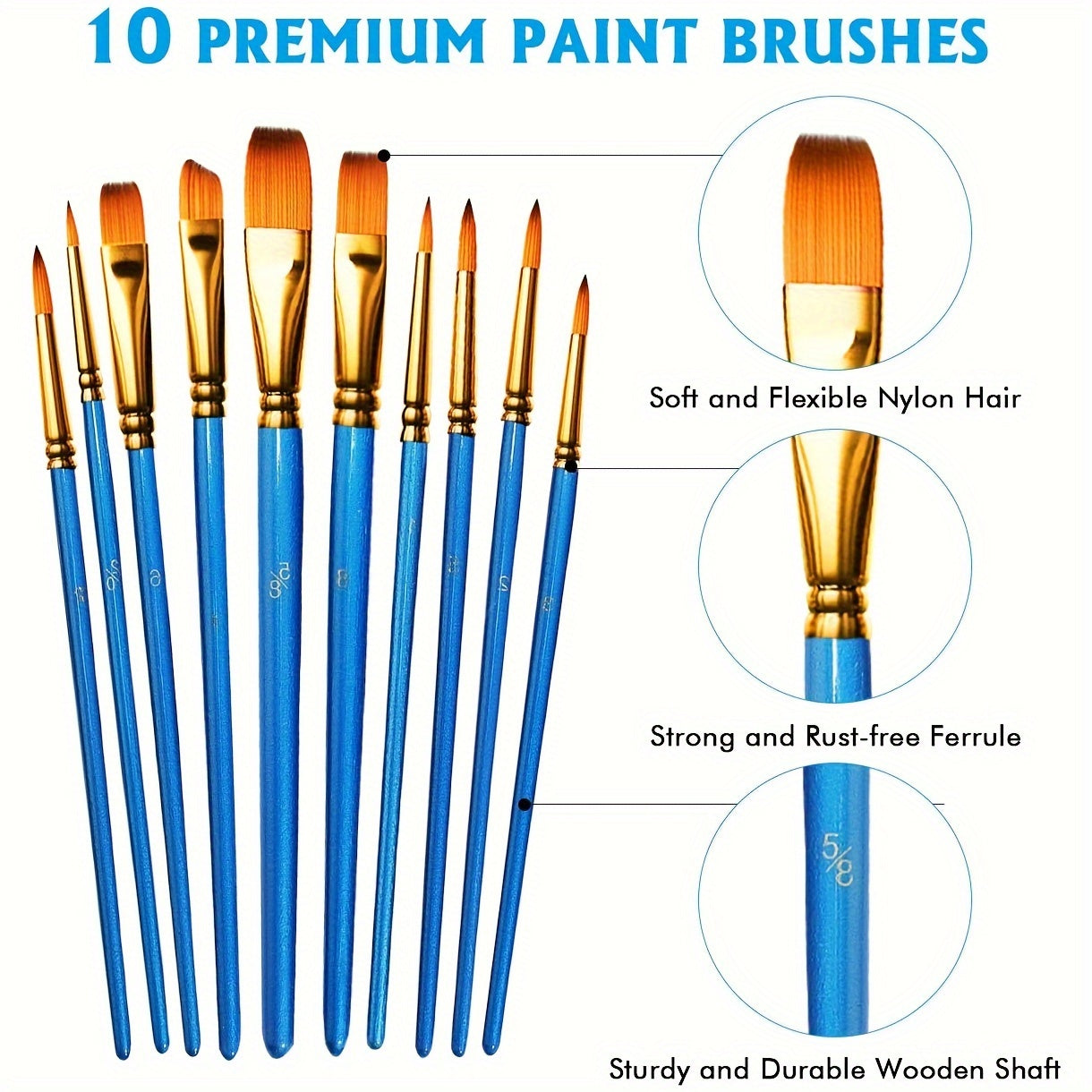 Set de Peinture Acrylique – 28 Pièces, Comprend 18 Couleurs de Peinture Acrylique et 10 Pinceaux