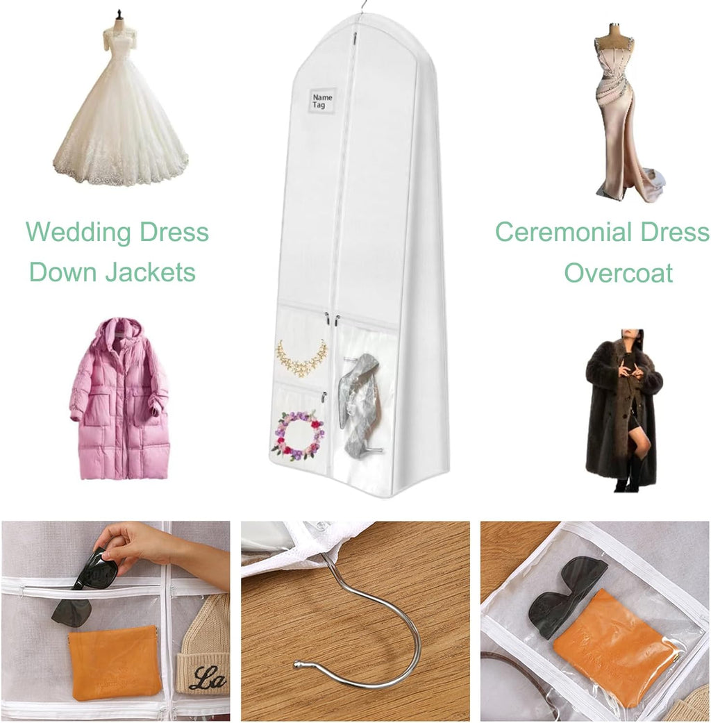 Ensemble de rangement pour robe de mariée pleine longueur – Housse de robe de mariée résistante à la poussière