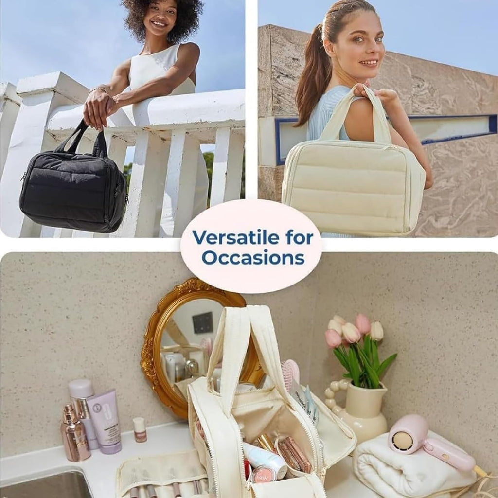 Trousse de maquillage de voyage – Grand sac imperméable pour cosmétiques et organisateur de maquillage (4-en-1) – Selvane