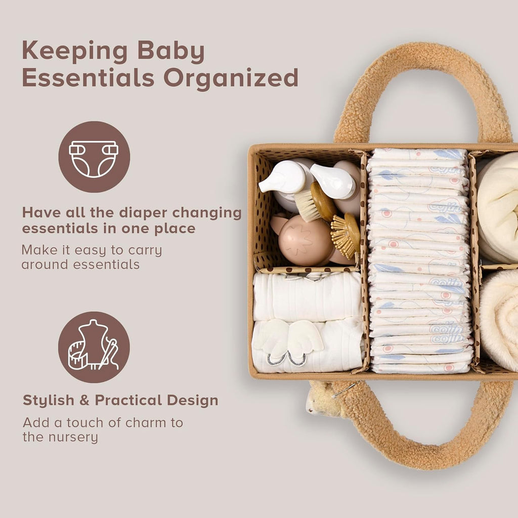 Organisateur de Caddy pour Bébés – Panier de rangement en Sherpa avec compartiments – Elvoria