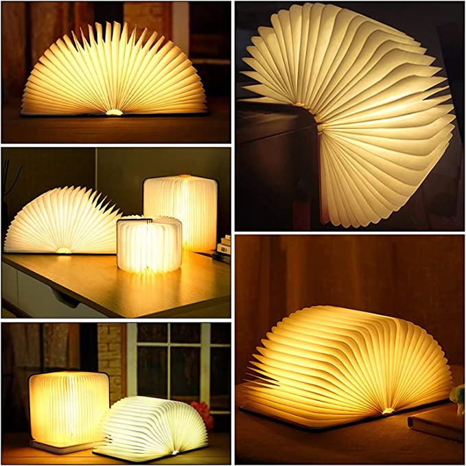 Lampe de table en forme de livre avec des pages dépliantes