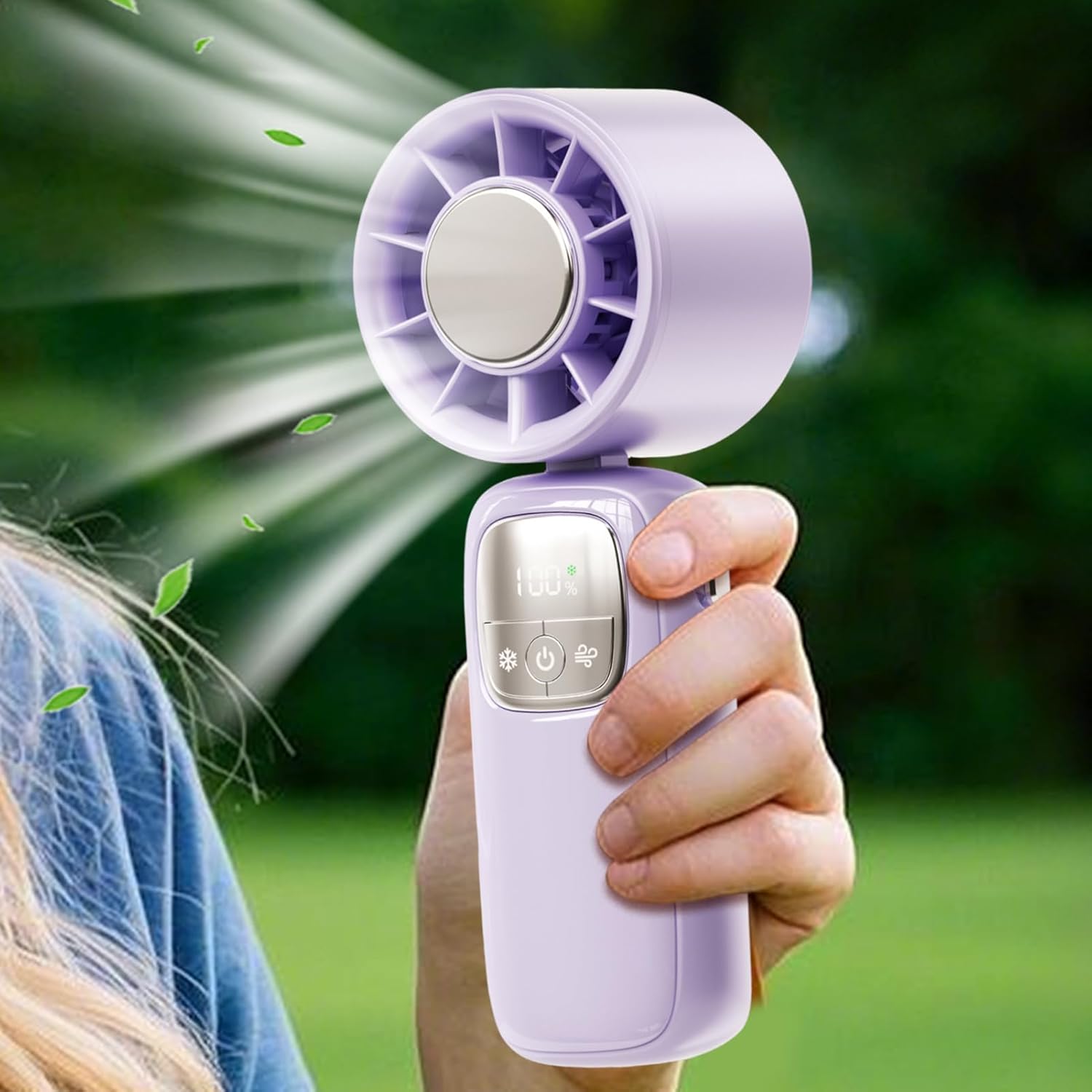 Ventilateur portable pliable à main avec affichage LED 100 vitesses