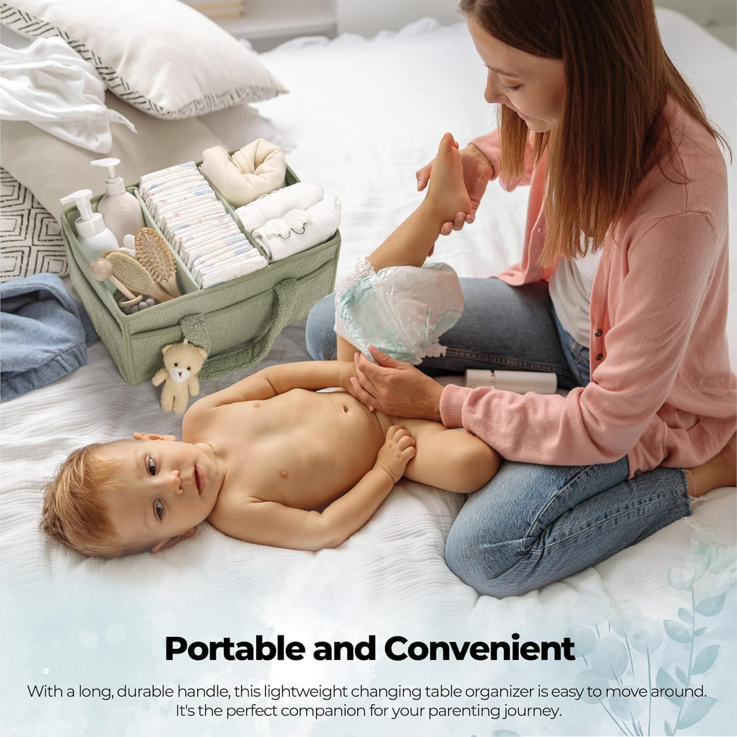 Organisateur de Caddy pour Bébés – Panier de rangement en Sherpa avec compartiments – Elvoria