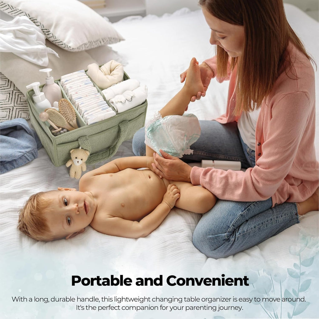 Organisateur de Caddy pour Bébés – Panier de rangement en Sherpa avec compartiments – Elvoria