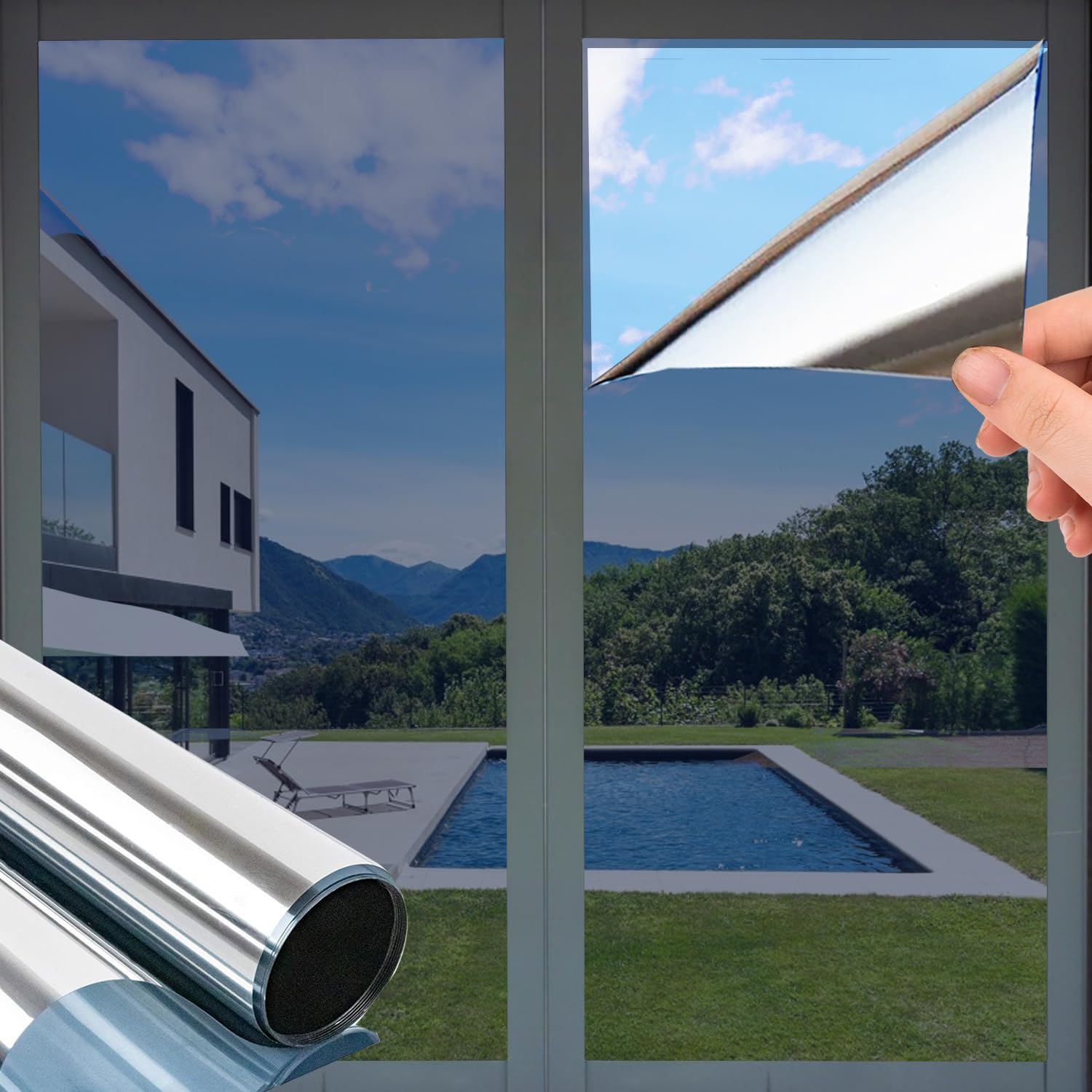 1+1 Gratuit  | VistaGuard | Film miroir autocollant pour protection visuelle et protection UV