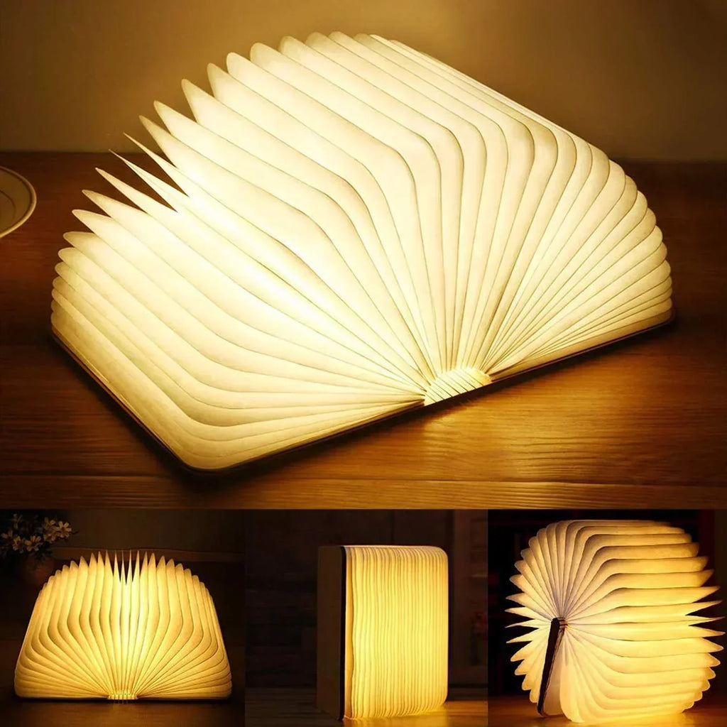 Lampe de table en forme de livre avec des pages dépliantes