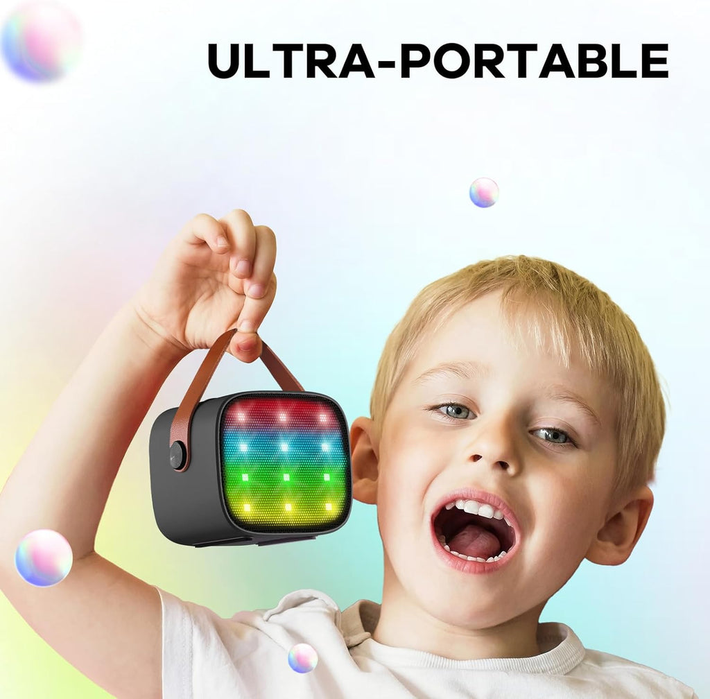 Skanto | Mini machine à karaoké portable avec haut-parleur Bluetooth et 2 microphones sans fil – Veylo