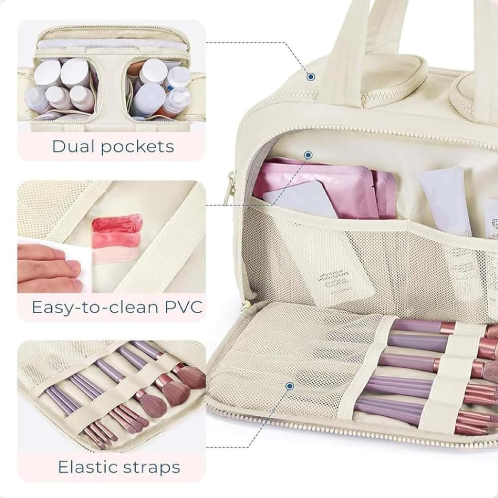 Trousse de maquillage de voyage – Grand sac imperméable pour cosmétiques et organisateur de maquillage (4-en-1) – Selvane