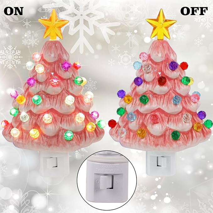 TreeLight - Lampe de nuit en céramique en forme de sapin de Noël à brancher