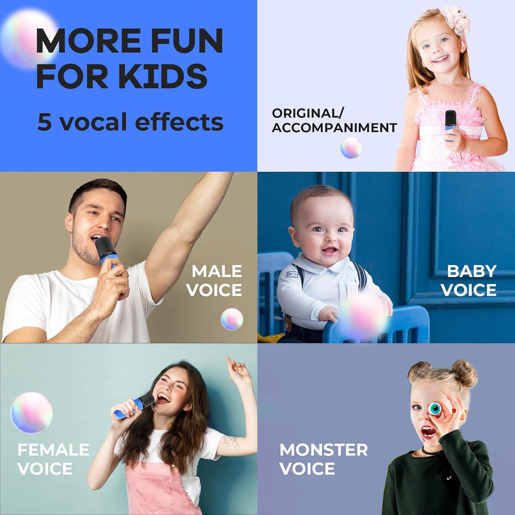Skanto | Mini machine à karaoké portable avec haut-parleur Bluetooth et 2 microphones sans fil – Veylo
