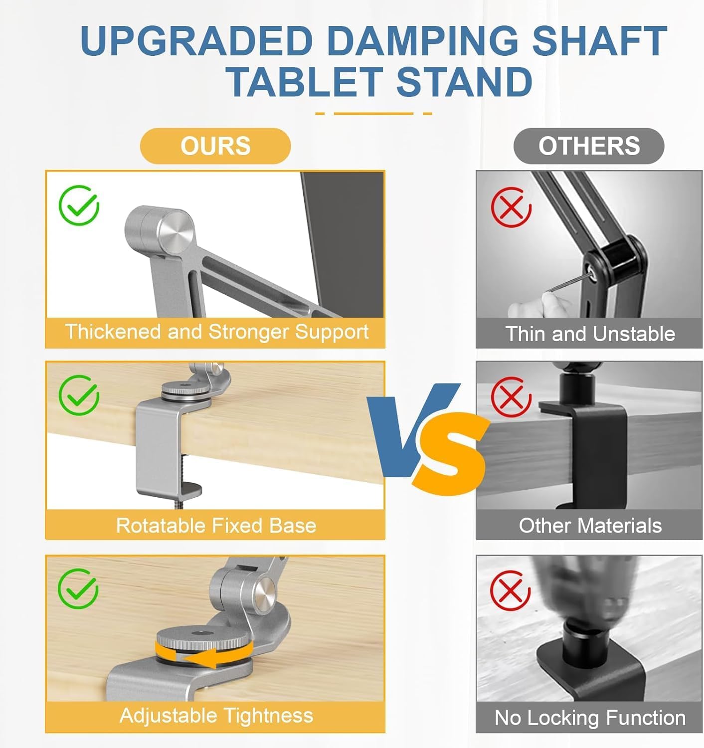 Support réglable en aluminium pour tablette avec rotation à 360° – Movaro