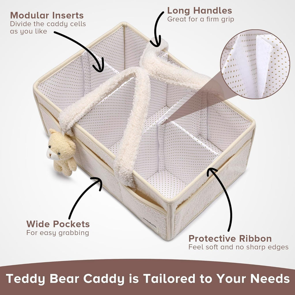 Organisateur de Caddy pour Bébés – Panier de rangement en Sherpa avec compartiments – Elvoria