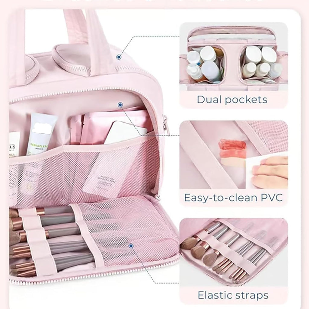 Skanto | Trousse de Toilette Puffy 4-en-1 pour Femmes – Grand Organisateur de Voyage pour Maquillage et Soins de la Peau