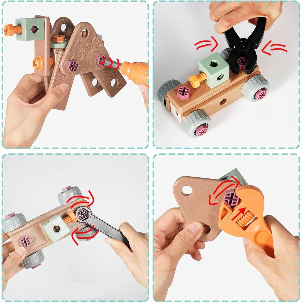 BUILDMASTER – Ensemble d'outils de 100 pièces pour enfants créatifs à partir de 3 ans
