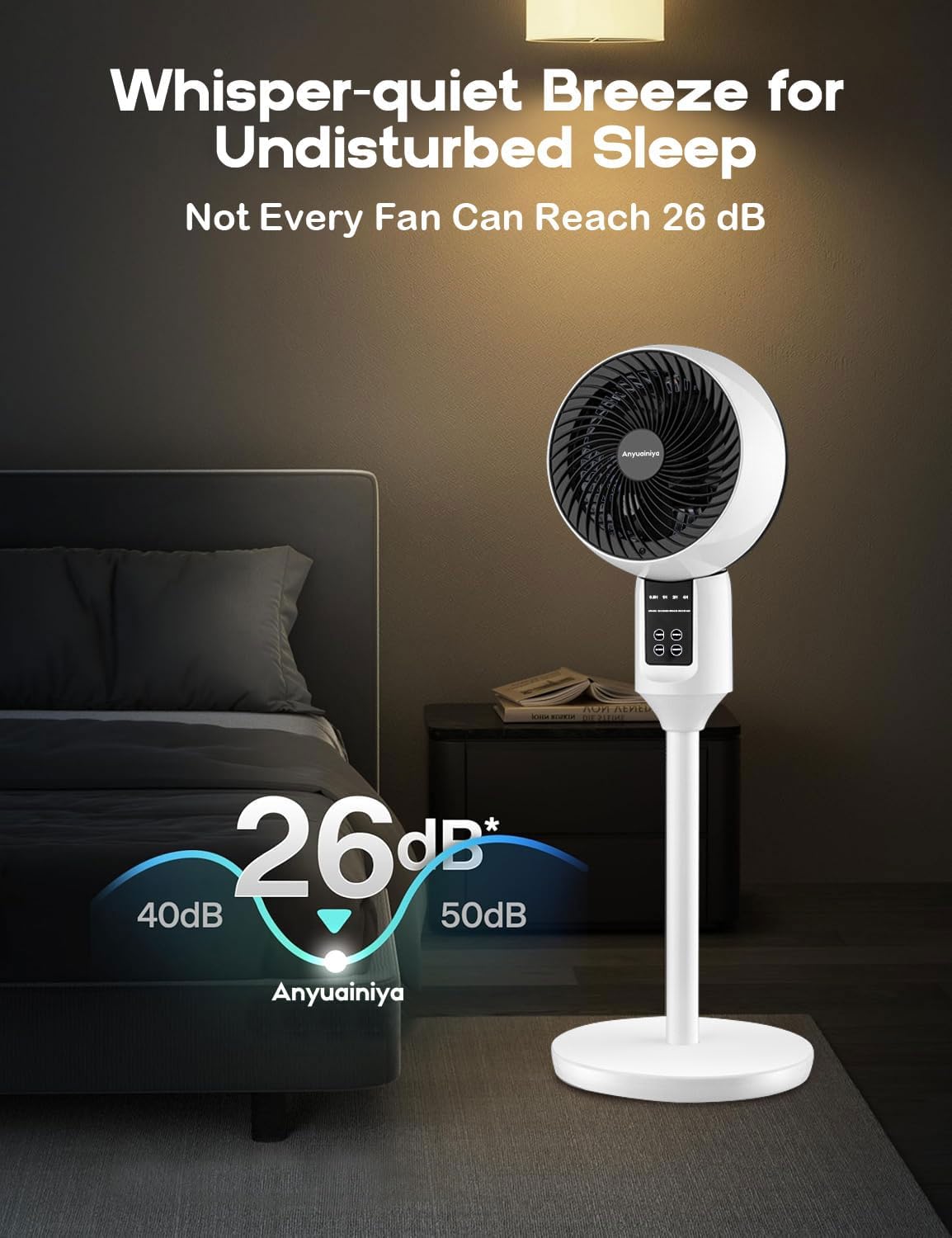 Ventilateur sur pied réglable avec oscillation 3D – Aerion