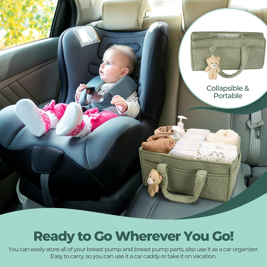 Organisateur de Caddy pour Bébés – Panier de rangement en Sherpa avec compartiments – Elvoria