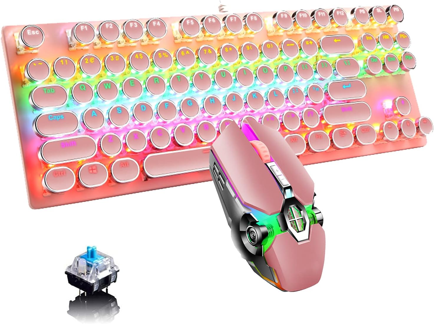 Clavier mécanique de jeu 87 touches avec rétroéclairage RGB et interrupteurs bleus
