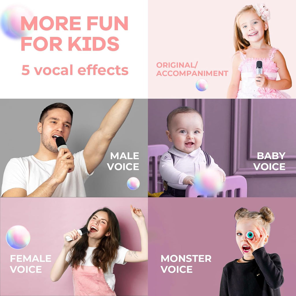 Skanto | Mini machine à karaoké portable avec haut-parleur Bluetooth et 2 microphones sans fil – Veylo