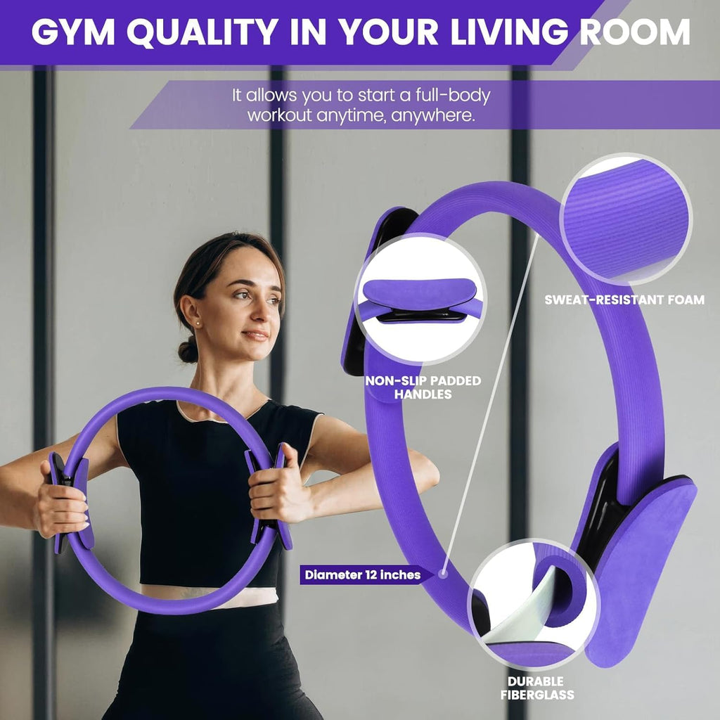 Ensemble de Pilates de 9 pièces pour un usage domestique avec un anneau, un ballon, des bandes et des chaussettes antidérapantes