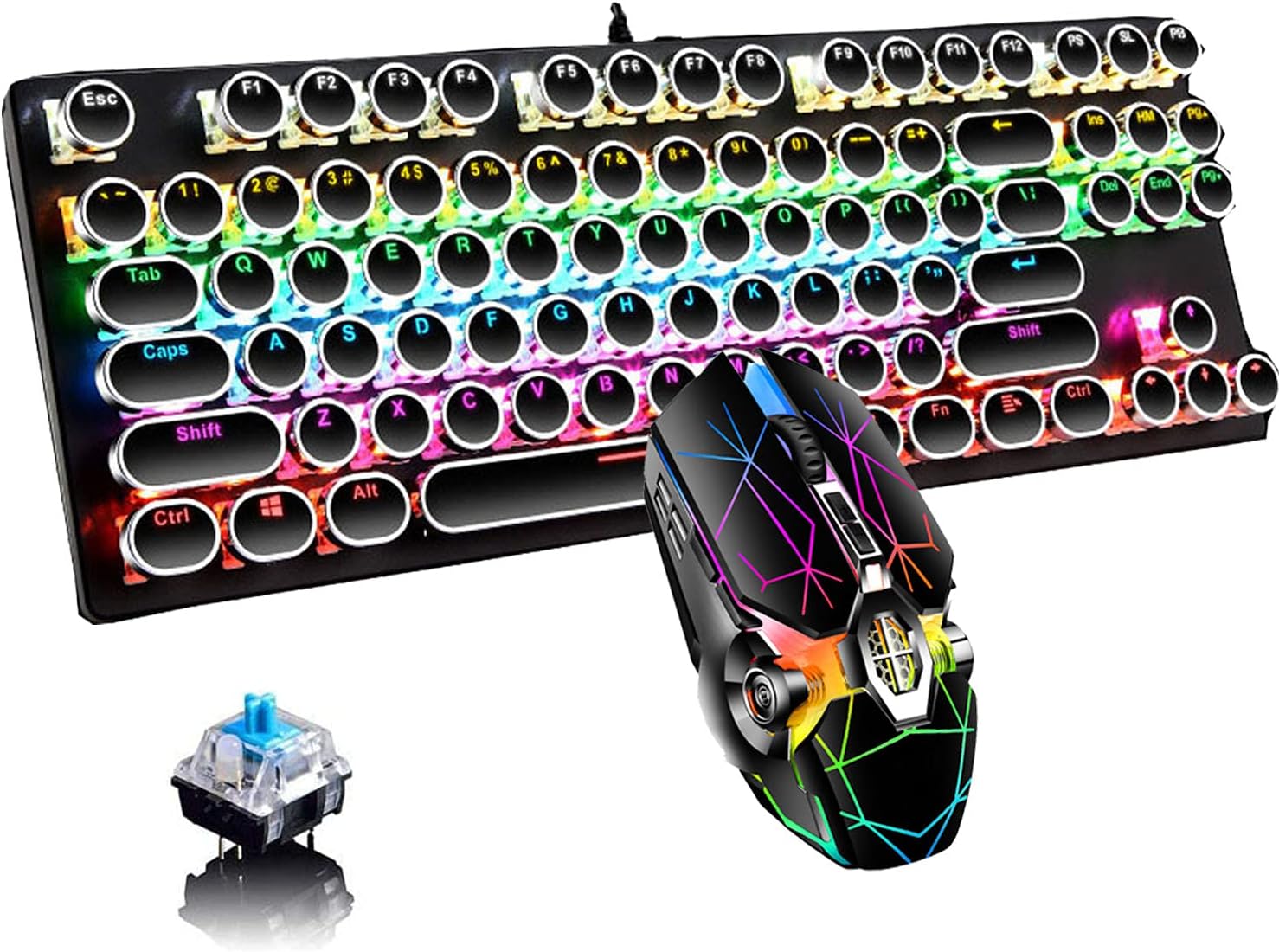 Clavier mécanique de jeu 87 touches avec rétroéclairage RGB et interrupteurs bleus