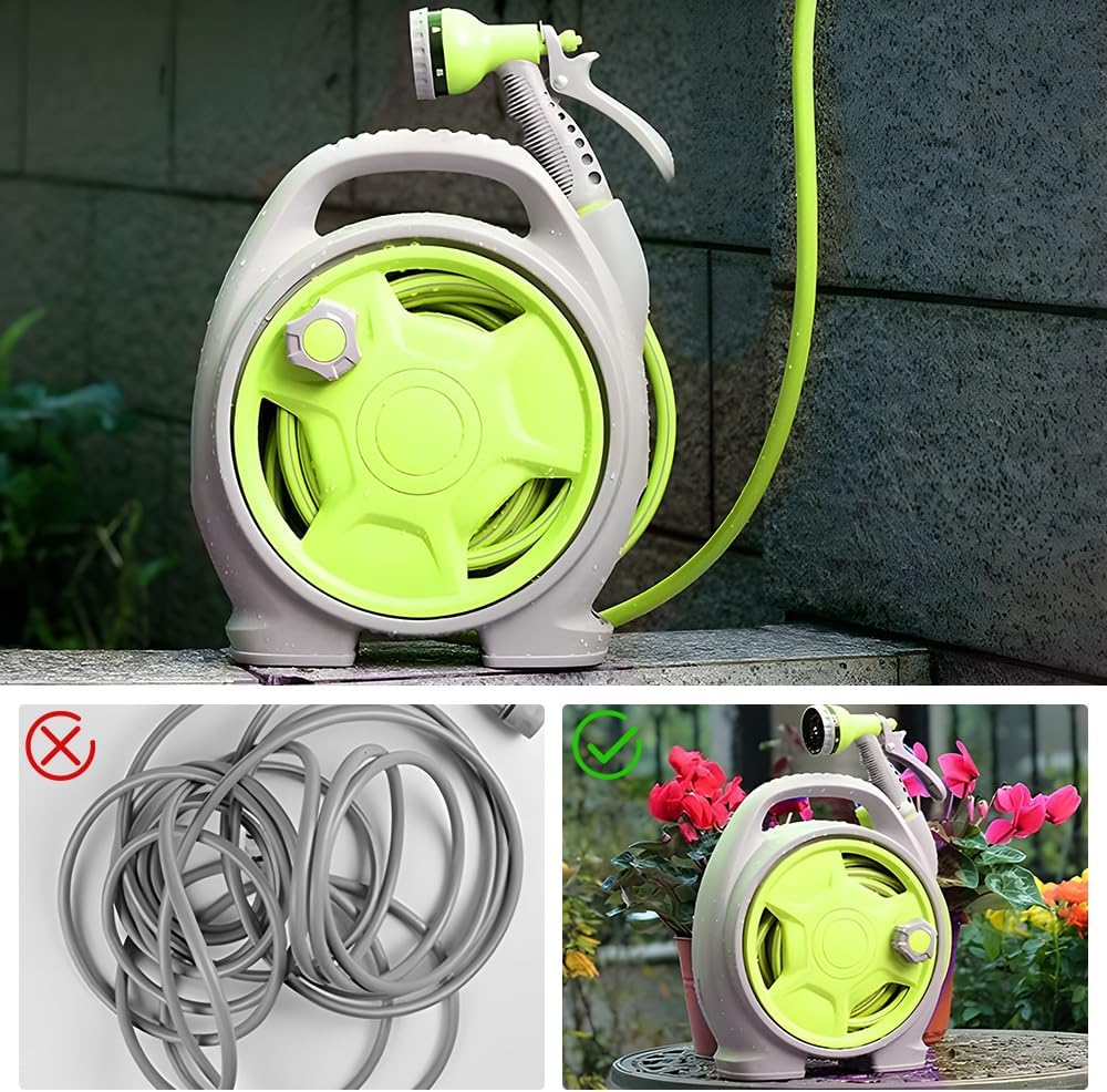 Station compacte pour enrouler les tuyaux de jardin avec un tuyau de 15 m – Corvina