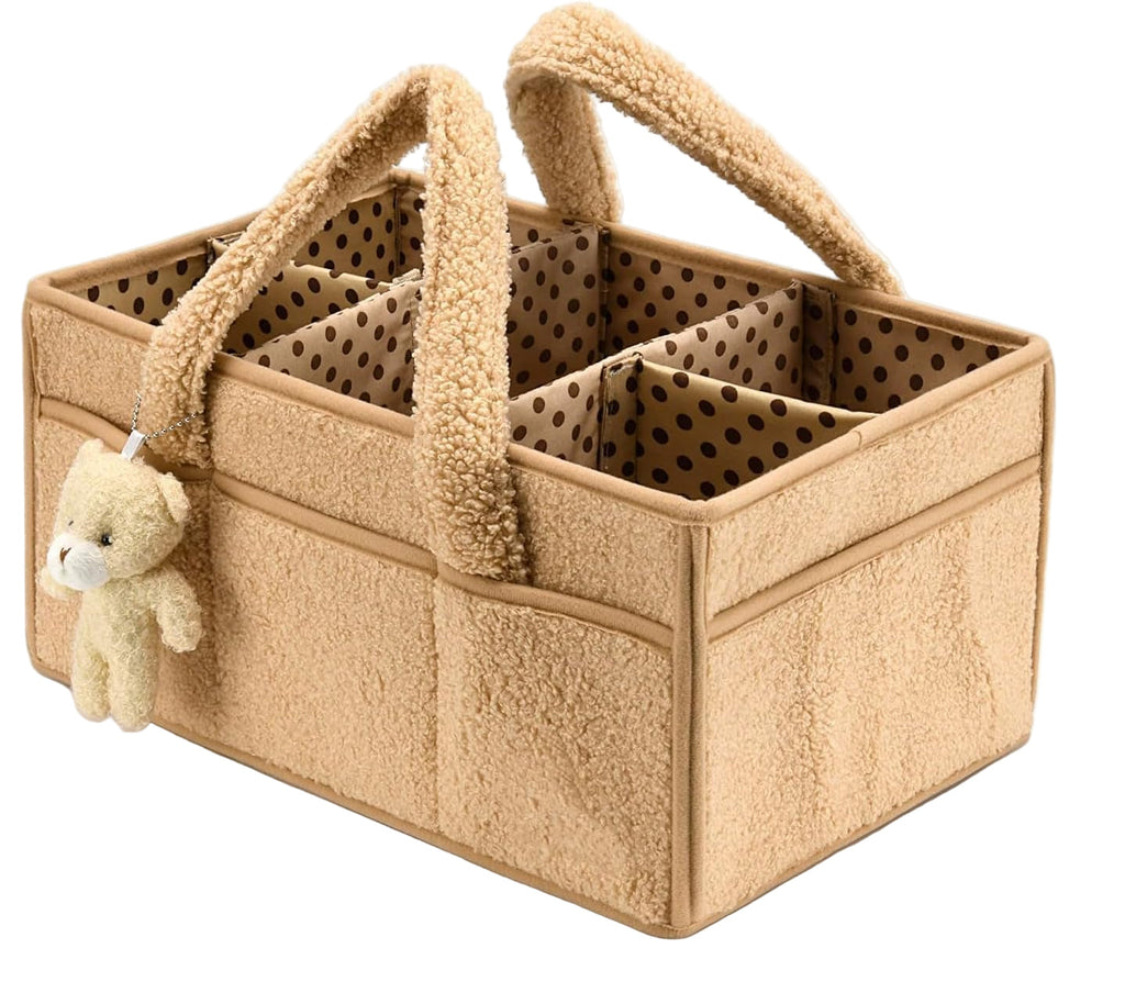 Organisateur de Caddy pour Bébés – Panier de rangement en Sherpa avec compartiments – Elvoria