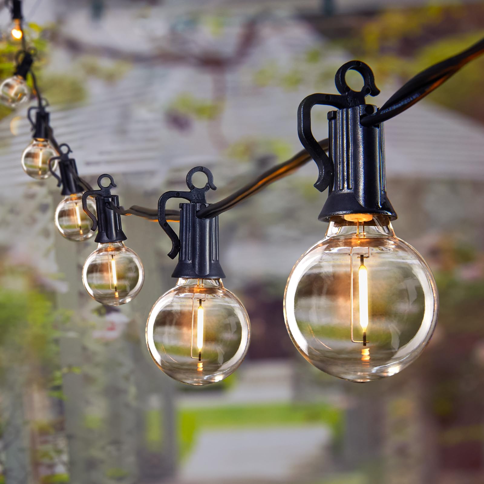 Skanto | Brightown 60Ft Guirlandes Lumineuses Extérieures - Lumières de Terrasse LED Globe G40 avec 32 Ampoules Résistantes aux Chocs