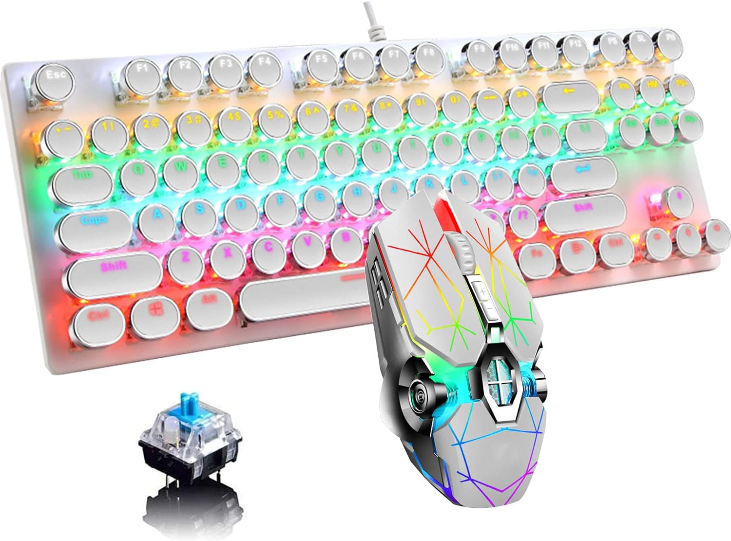 Clavier mécanique de jeu 87 touches avec rétroéclairage RGB et interrupteurs bleus