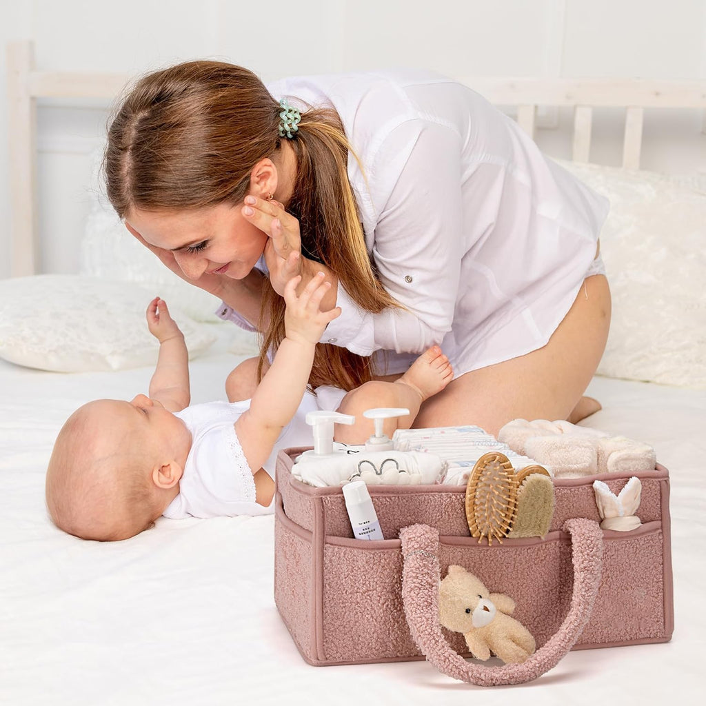 Organisateur de Caddy pour Bébés – Panier de rangement en Sherpa avec compartiments – Elvoria
