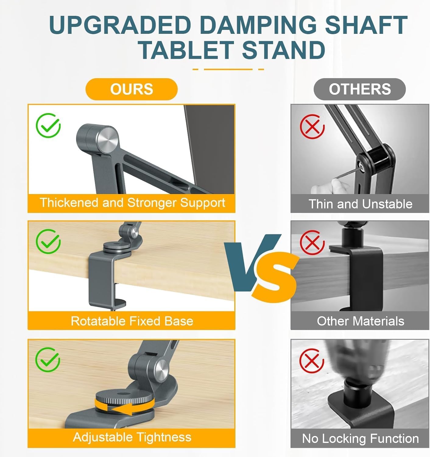 Support réglable en aluminium pour tablette avec rotation à 360° – Movaro