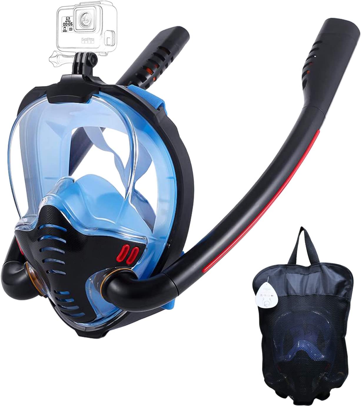 Masque de snorkeling avec chiffons anti-buée, vue panoramique HD à 180 degrés