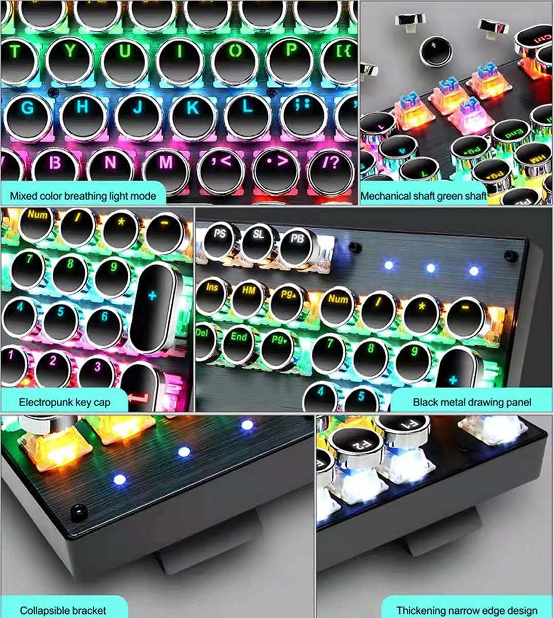 Clavier mécanique de jeu 87 touches avec rétroéclairage RGB et interrupteurs bleus