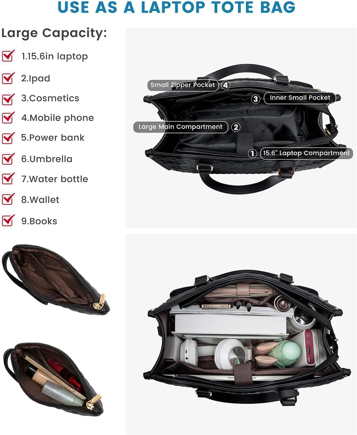 Sac isotherme 2-en-1 pour le déjeuner et l'ordinateur portable pour le travail et les voyages