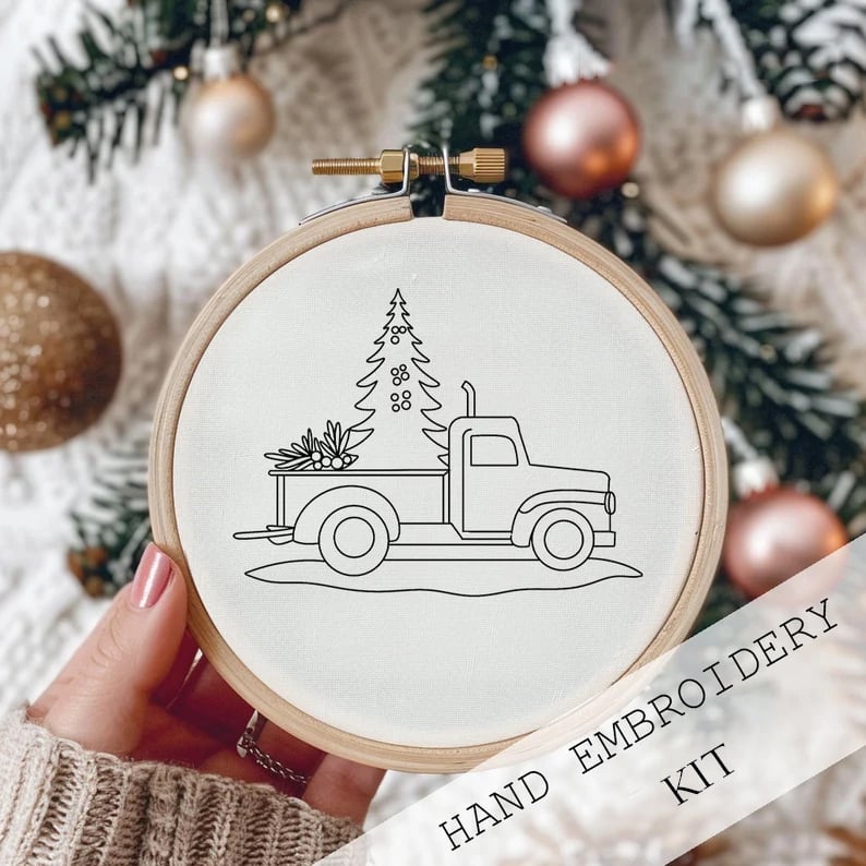 Ensemble de broderie de Noël DIY | Kit complet pour décoration faite maison | 20 cm