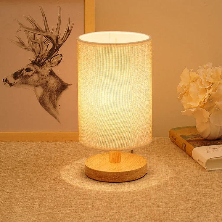 Aiko – Lampe de Table Organique en Bois & Lin avec Télécommande