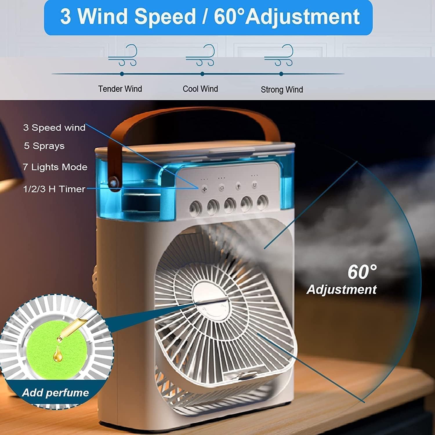 COOLMIST – Refroidisseur d'air portable pour la maison, le bureau et les voyages