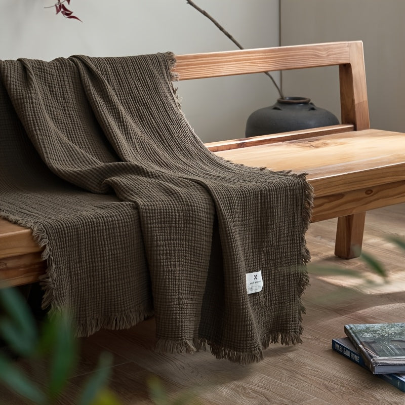SOFTCLOUD – Couverture en Crêpe de Coton à 4 Couches pour un Confort Quotidien Respirant
