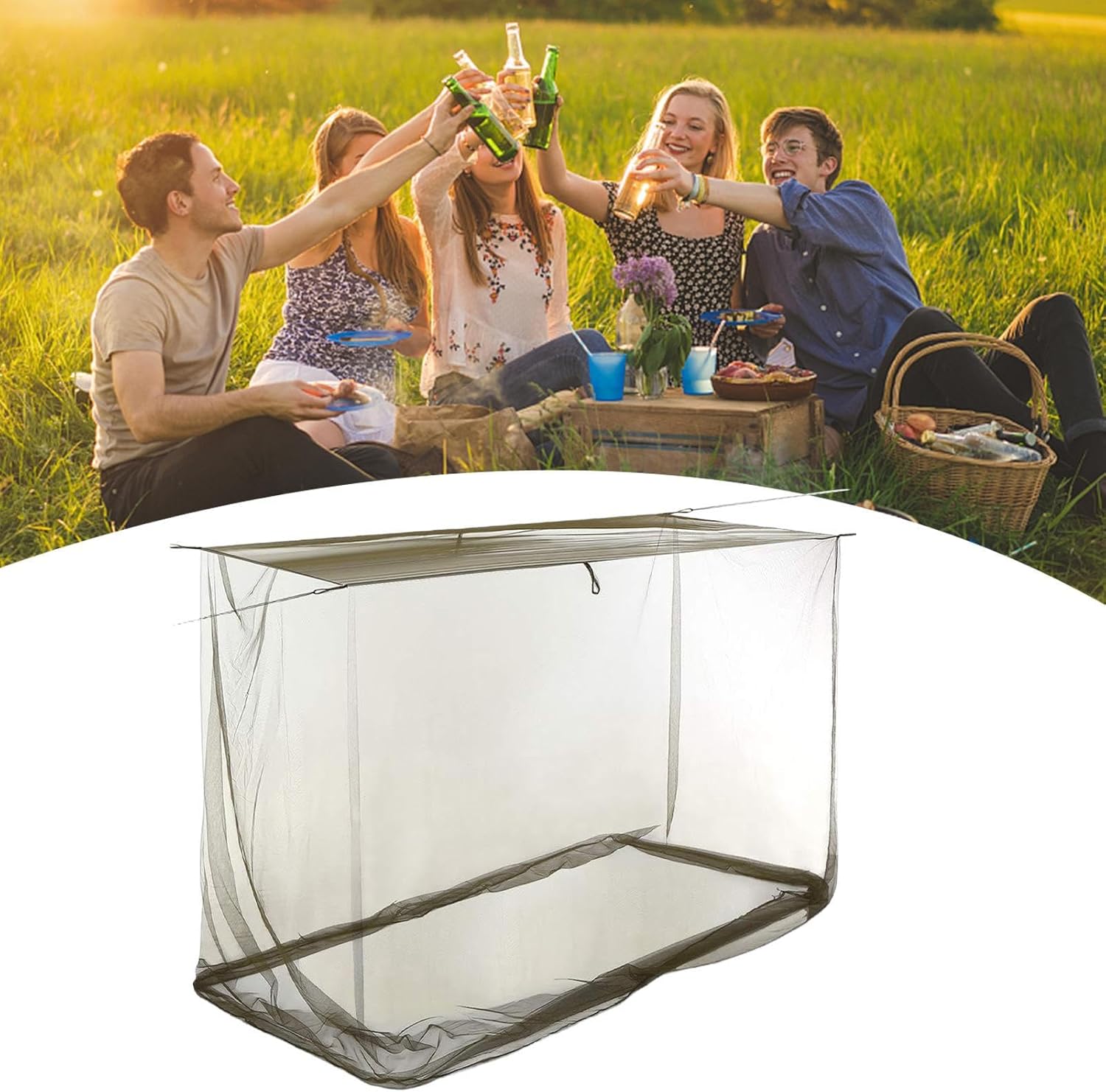 Toit rectangulaire extérieur avec filet anti-insectes – Ventora