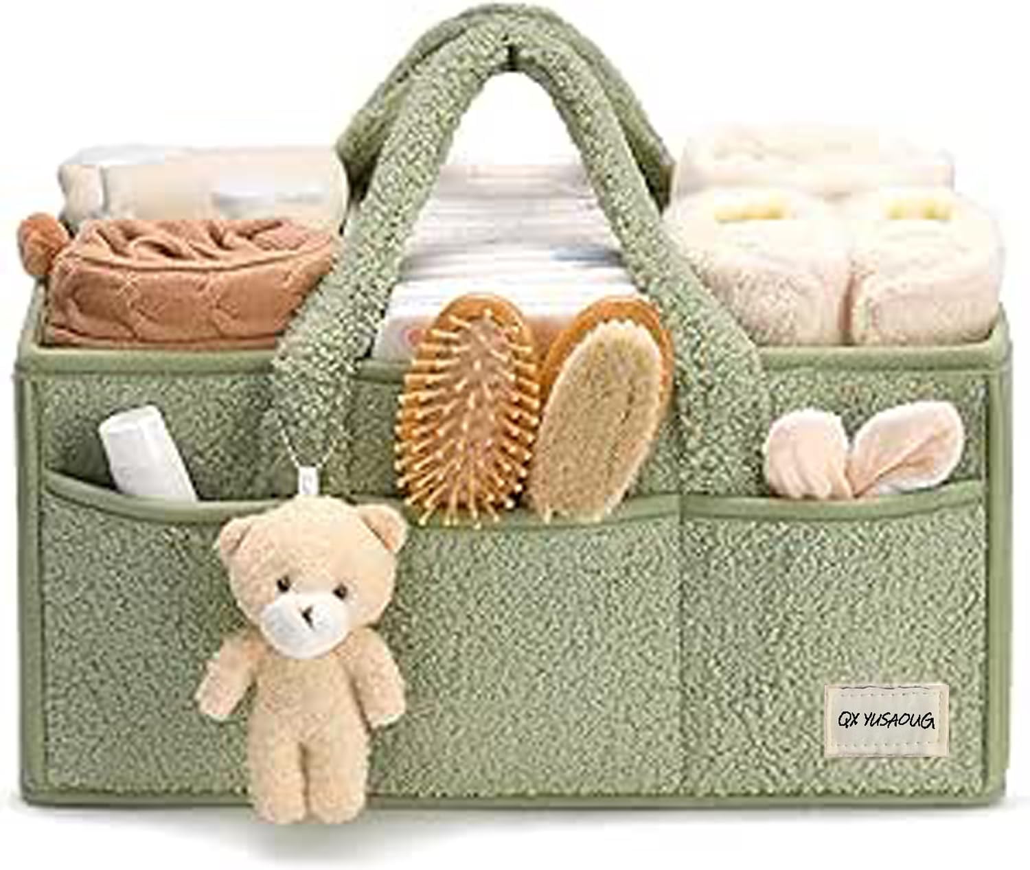 Organisateur de Caddy pour Bébés – Panier de rangement en Sherpa avec compartiments – Elvoria