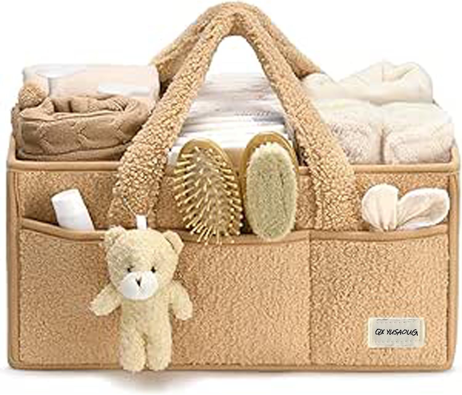 Organisateur de Caddy pour Bébés – Panier de rangement en Sherpa avec compartiments – Elvoria