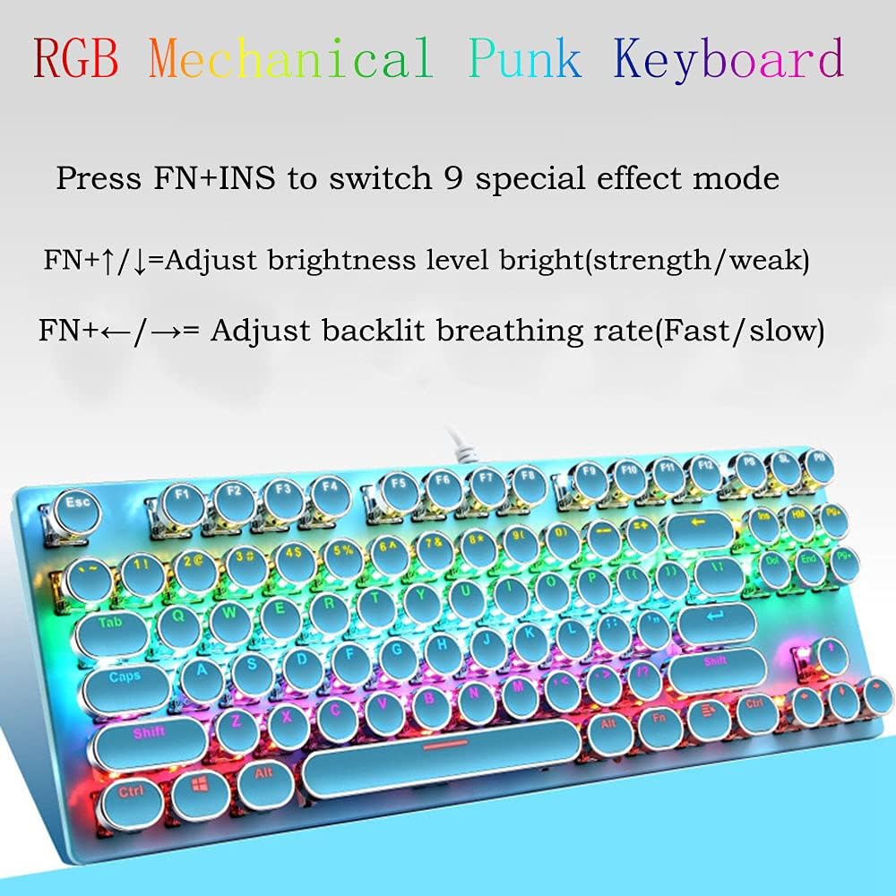 Clavier mécanique de jeu 87 touches avec rétroéclairage RGB et interrupteurs bleus