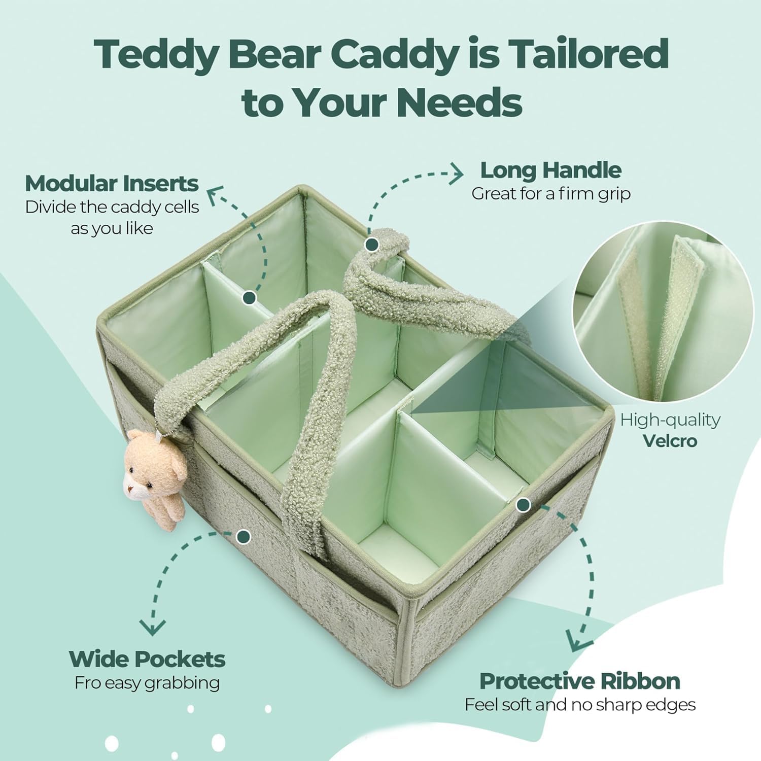 Organisateur de Caddy pour Bébés – Panier de rangement en Sherpa avec compartiments – Elvoria