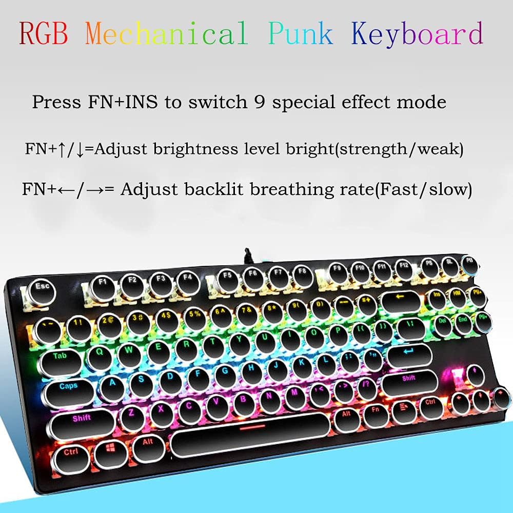 Clavier mécanique de jeu 87 touches avec rétroéclairage RGB et interrupteurs bleus