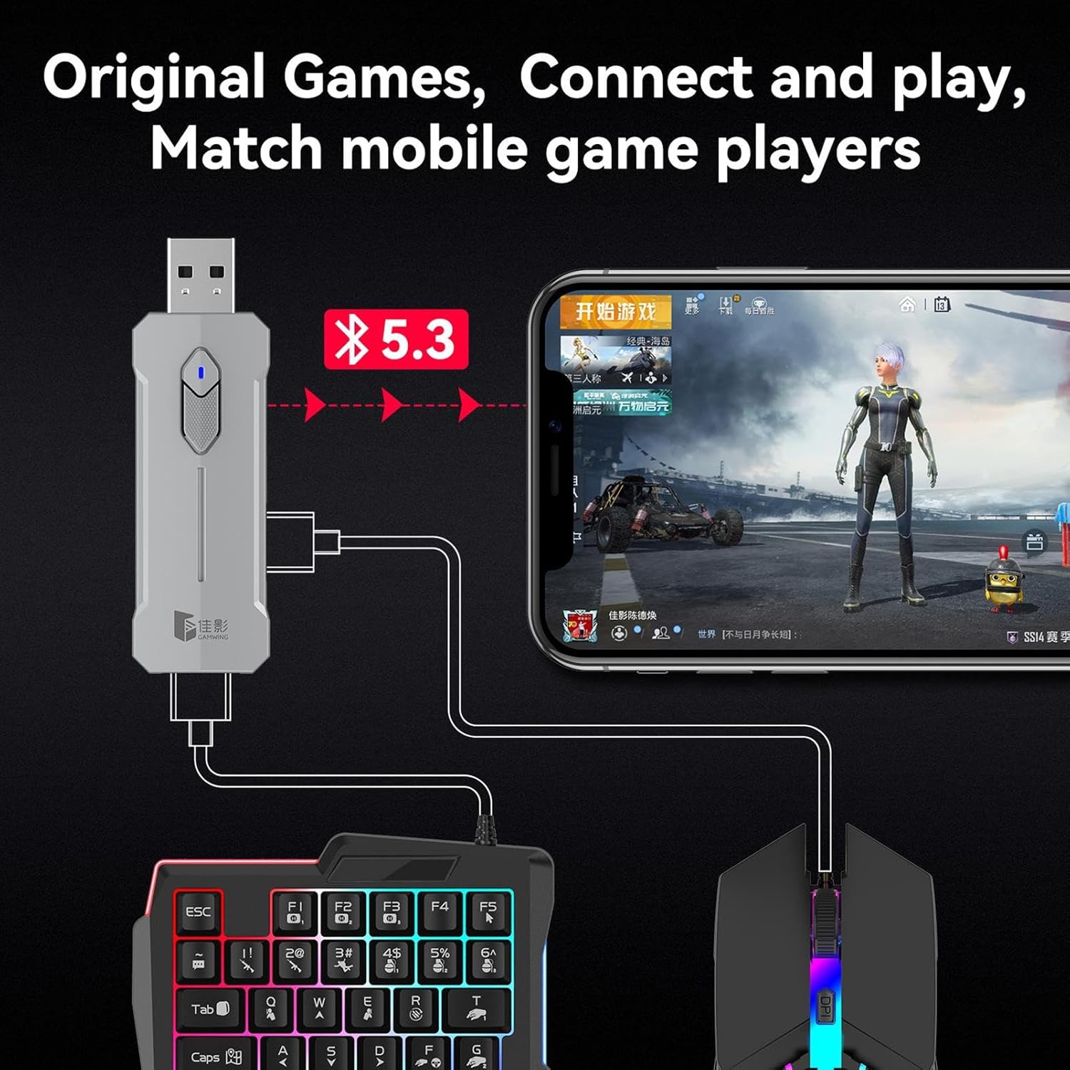 Clavier de jeu RGB et ensemble de souris - ensemble d'adaptateurs de contrôleur ergonomique - Zyvorn
