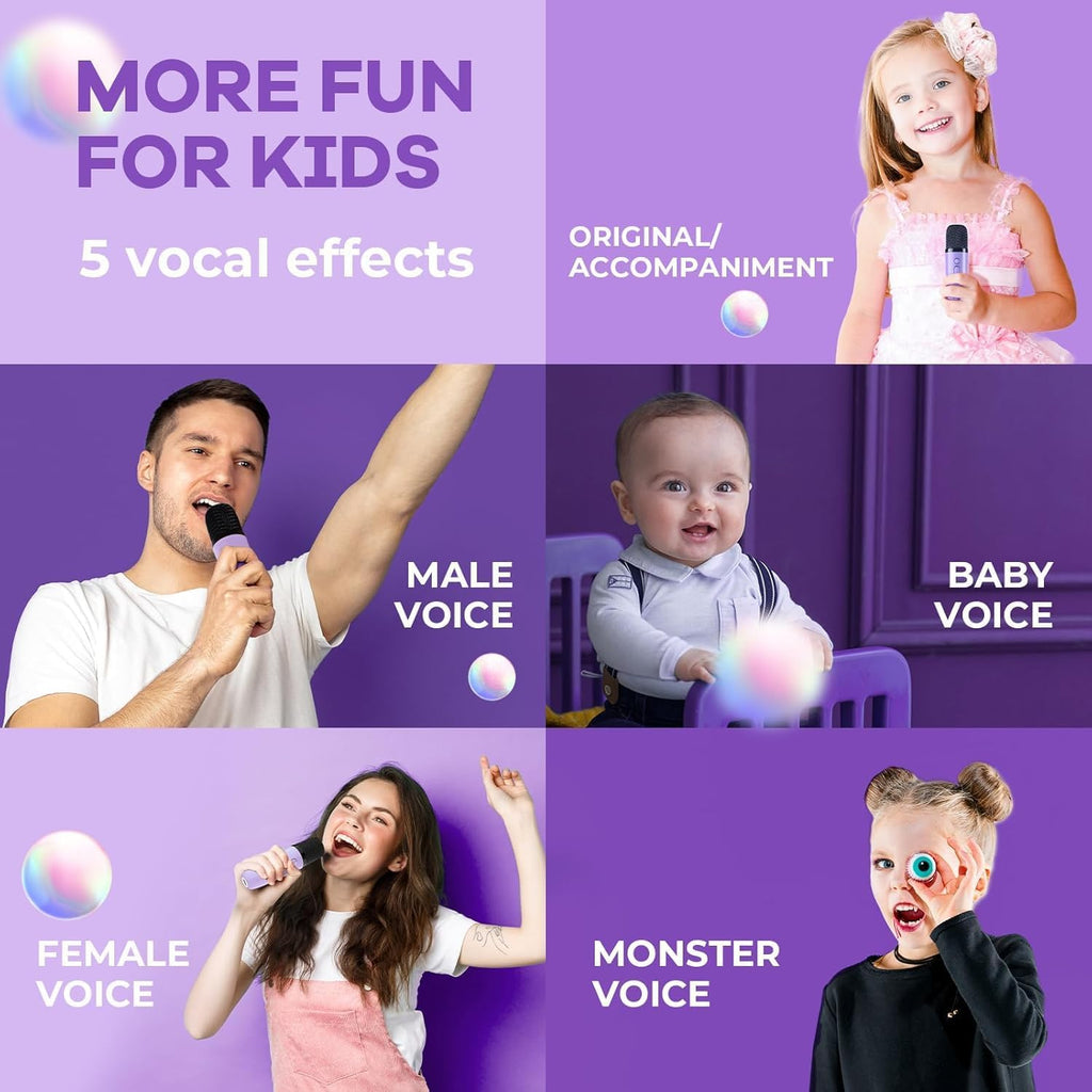 Skanto | Mini machine à karaoké portable avec haut-parleur Bluetooth et 2 microphones sans fil – Veylo