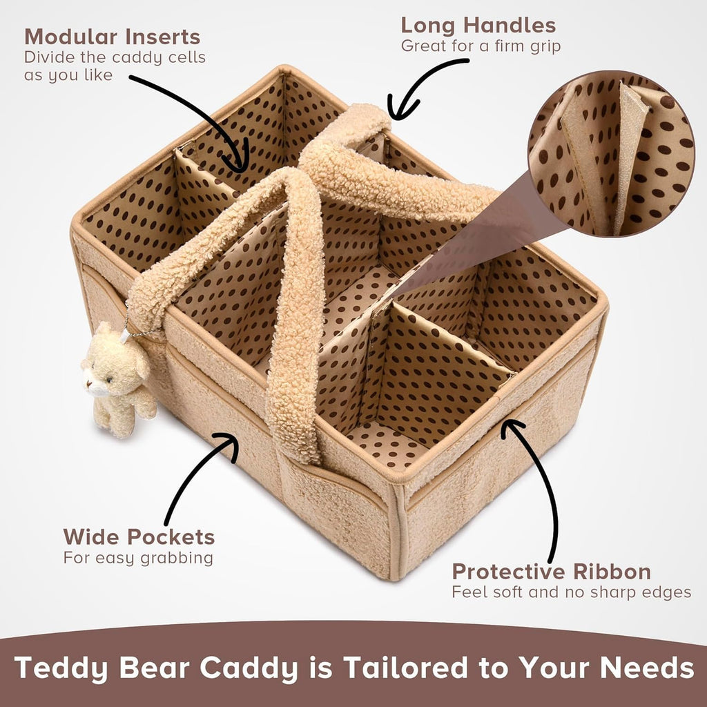 Organisateur de Caddy pour Bébés – Panier de rangement en Sherpa avec compartiments – Elvoria