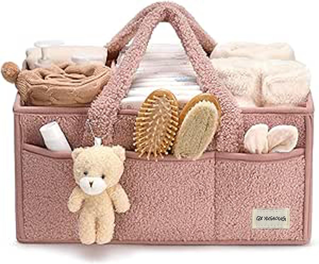 Organisateur de Caddy pour Bébés – Panier de rangement en Sherpa avec compartiments – Elvoria