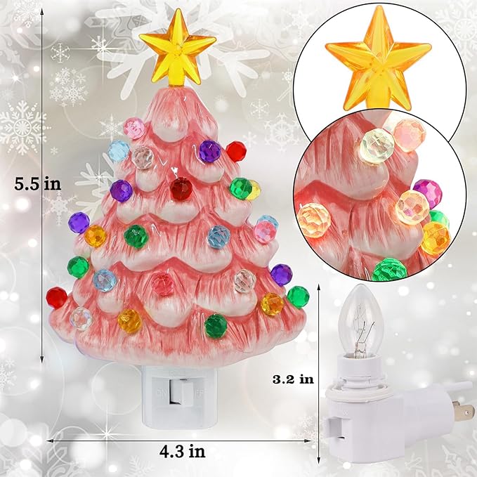TreeLight - Lampe de nuit en céramique en forme de sapin de Noël à brancher