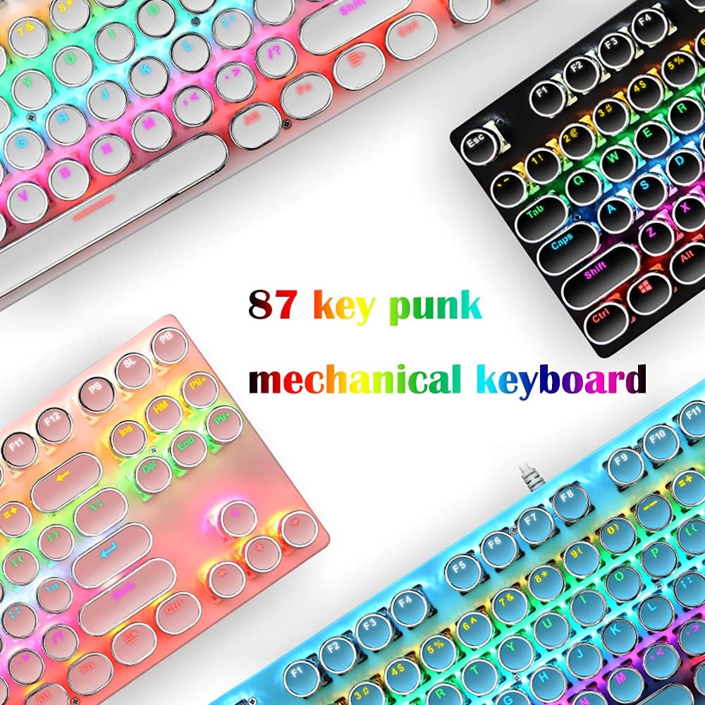Clavier mécanique de jeu 87 touches avec rétroéclairage RGB et interrupteurs bleus