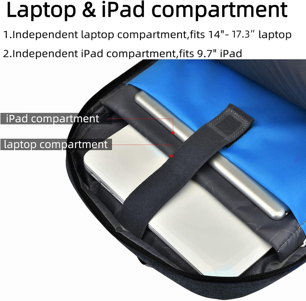 Sac à dos de voyage pour ordinateur portable résistant à l'eau avec port USB et espace de rangement organisé